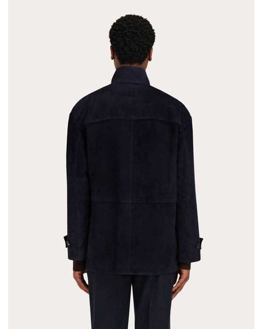 Ferragamo Blue Suede Blouson for men