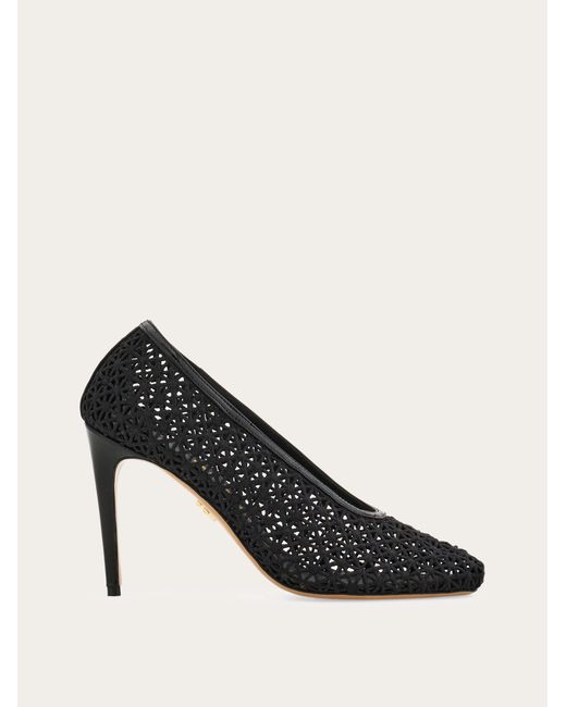 Ferragamo Black Macramé Pump