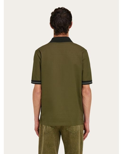 Ferragamo Green Short Sleeve Polo Shirt for men