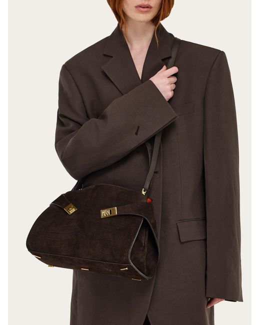 Ferragamo Black Hug Soft Shoulder Bag (M)