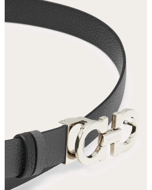 Ferragamo White Cinturón Reversible Y Ajustable Gancini