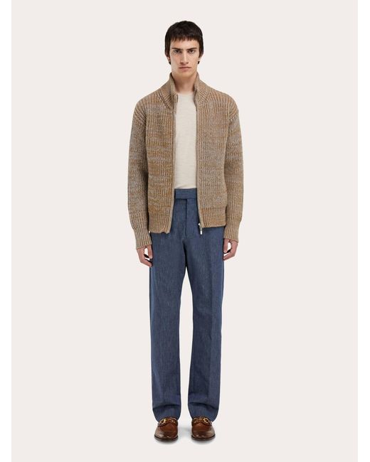Ferragamo Brown High Neck Cardigan for men