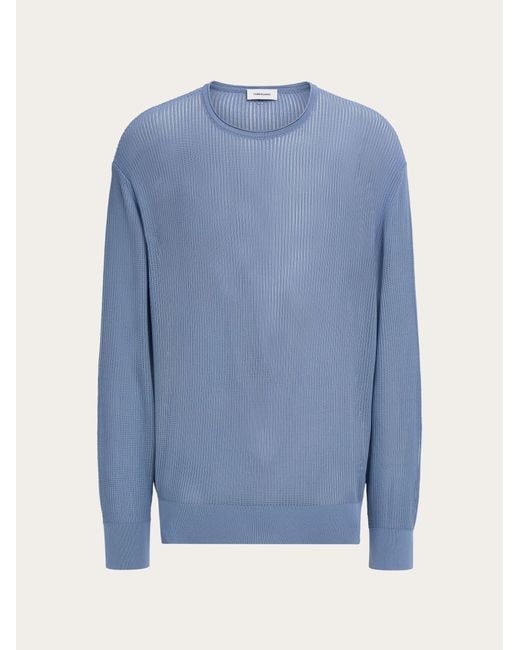 Ferragamo Blue Crew Neck Sweater for men