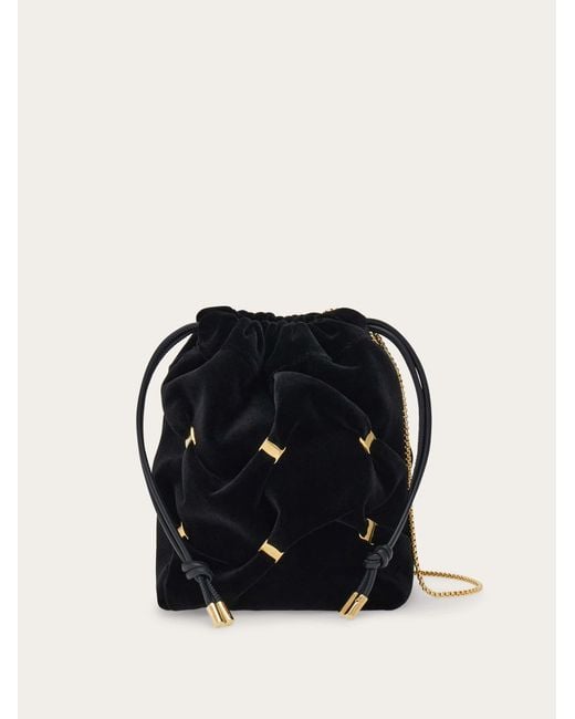 Ferragamo Black Mini Varini Mini Bucket Bag