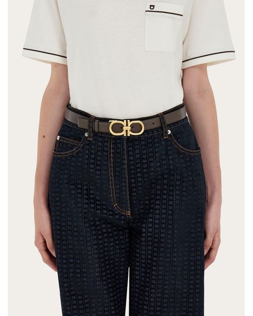 Ferragamo White Reversible And Adjustable Gancini Belt