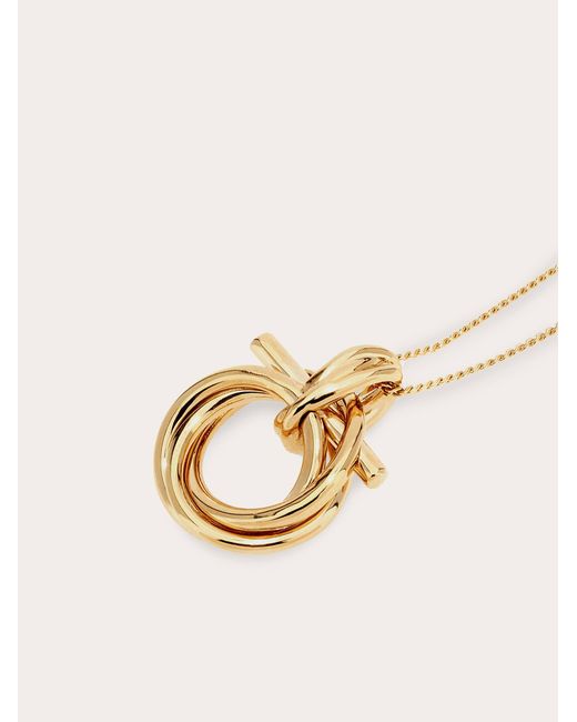 Ferragamo White Gancini Pendant Necklace