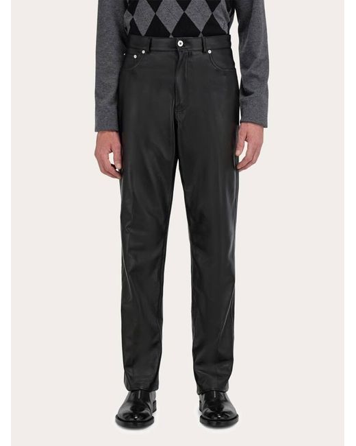 Ferragamo Black Five Pocket Nappa Trousers for men