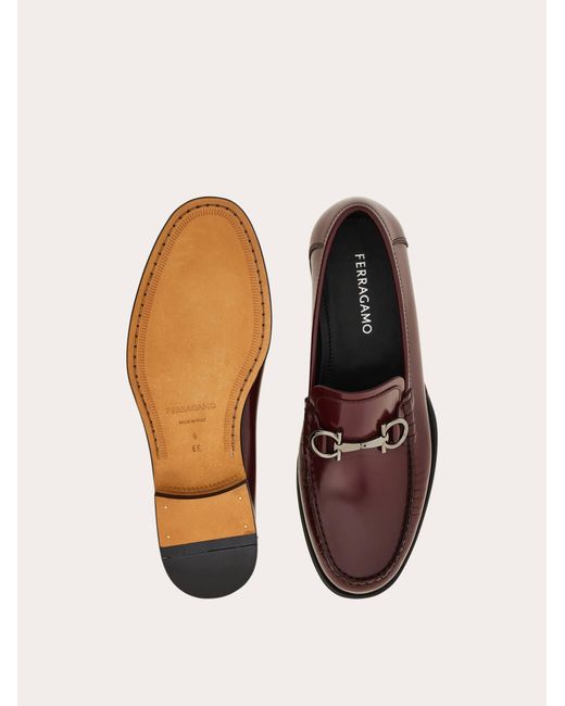 Ferragamo Brown Loafer With Gancini Buckle for men