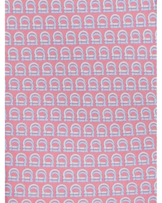 Ferragamo Pink Interwoven Gancini Print Silk Tie for men