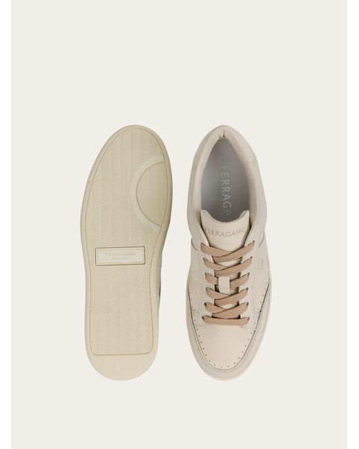 Ferragamo Natural Low-Top Sneaker With Signature for men