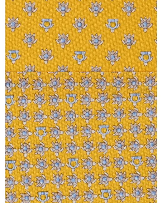 Ferragamo Yellow Turtles Print Silk Tie for men