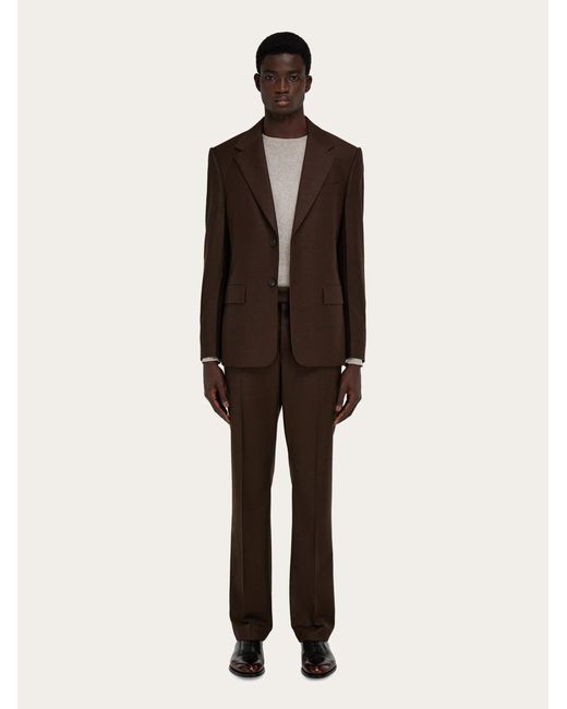 Ferragamo Brown Single Breasted Flannel Blazer for men