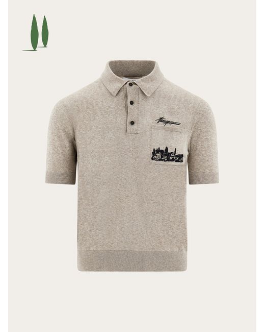 Uomo Polo Stampa Tuscany di Ferragamo in Natural da Uomo