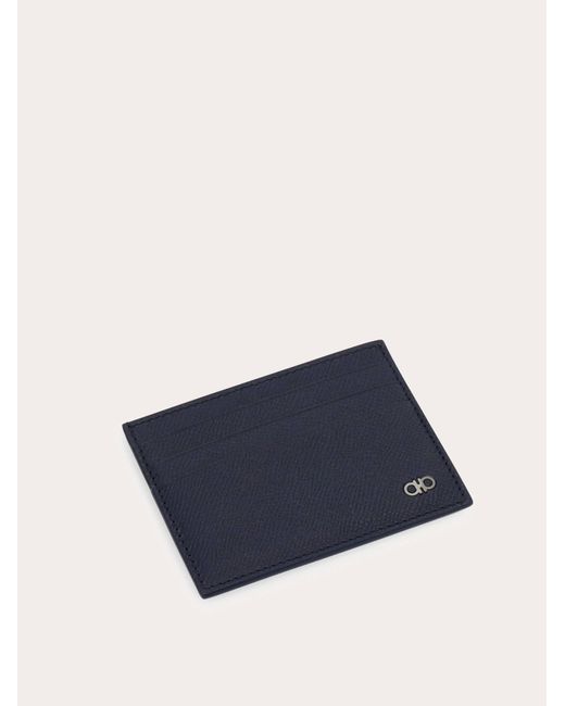 Ferragamo Blue Gancini Credit Card Holder for men