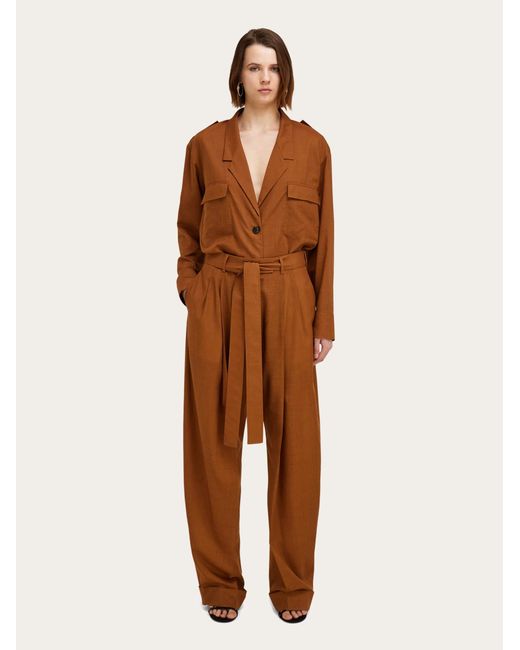 Ferragamo Brown Barrel Leg Trouser