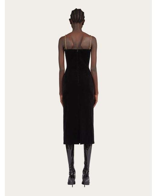 Midi tube dress with twisted chain straps Ferragamo en coloris Black