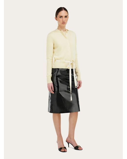 Ferragamo Natural Cardigan With Thread Through Belt
