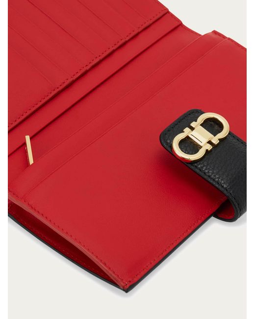 Ferragamo Black Double Gancini Continental Wallet
