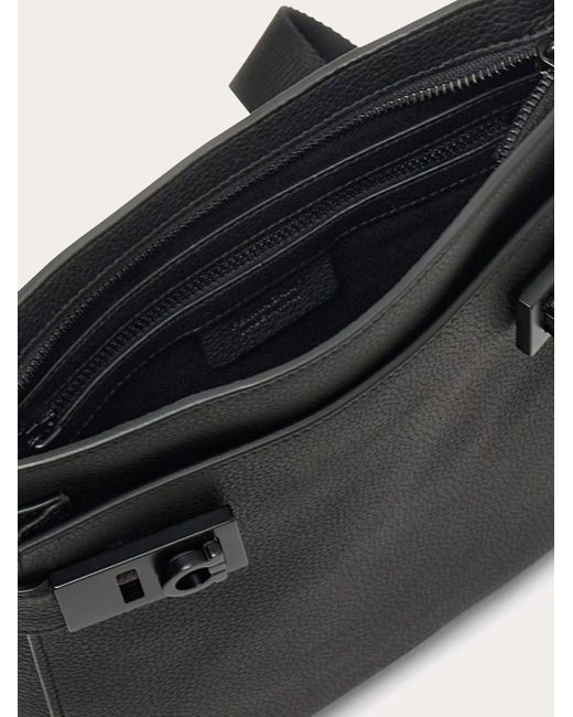 Ferragamo Black North-South Crossbody Bag With Hug Buckle for men