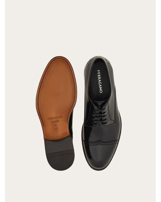 Ferragamo Black Oxford With Perforated Detailing for men