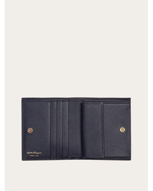 Ferragamo Blue Gancini Compact Wallet