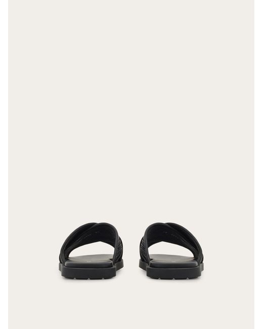 Ferragamo Black Gancini Ornament Sandal for men