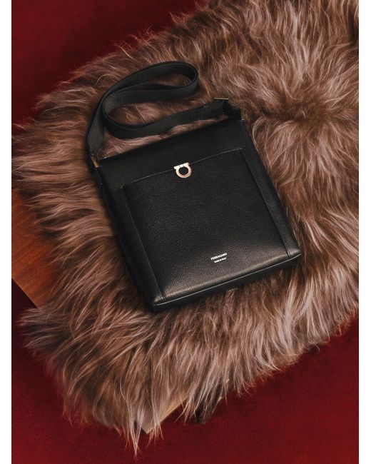 Ferragamo Black Gancini Crossbody for men