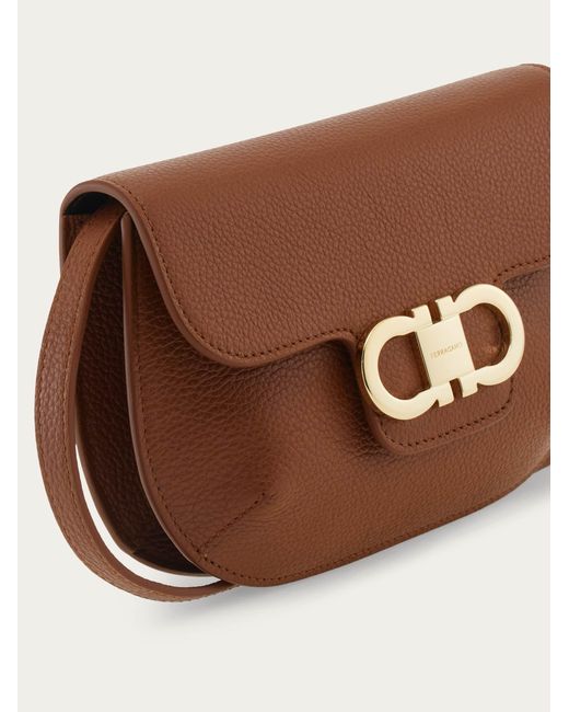 Ferragamo Brown Double Gancini Mini Bag