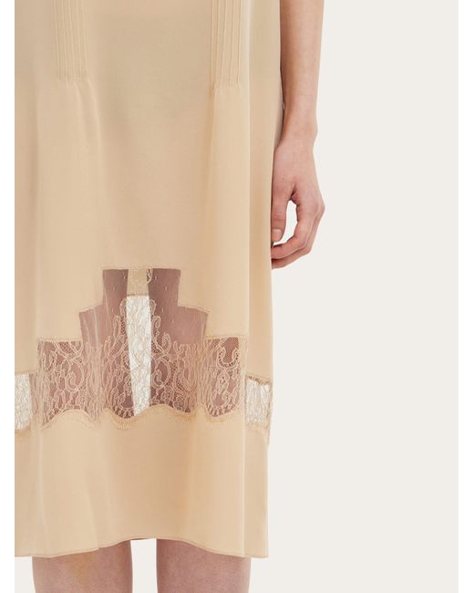 Ferragamo Natural Dress With Lace Inserts