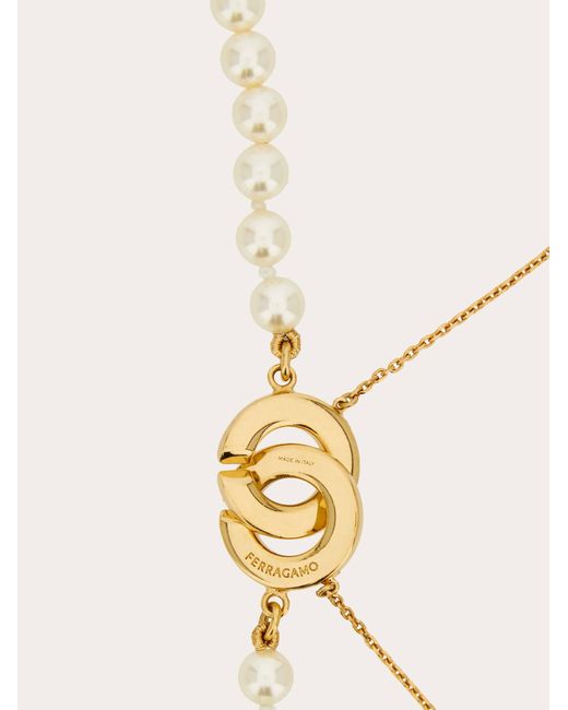 Ferragamo Natural Double Strand Necklace With Pearls