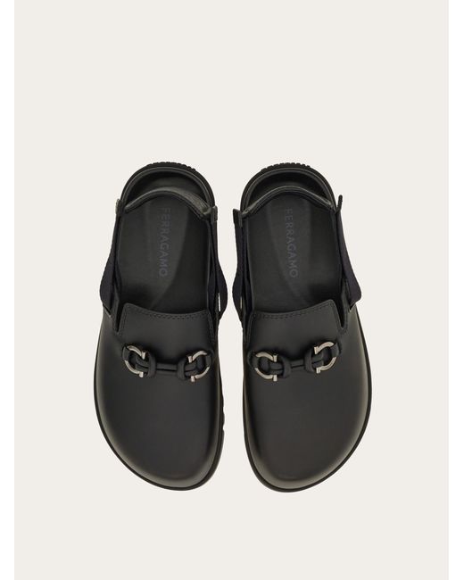 Ferragamo Black Gancini Buckle Mule for men