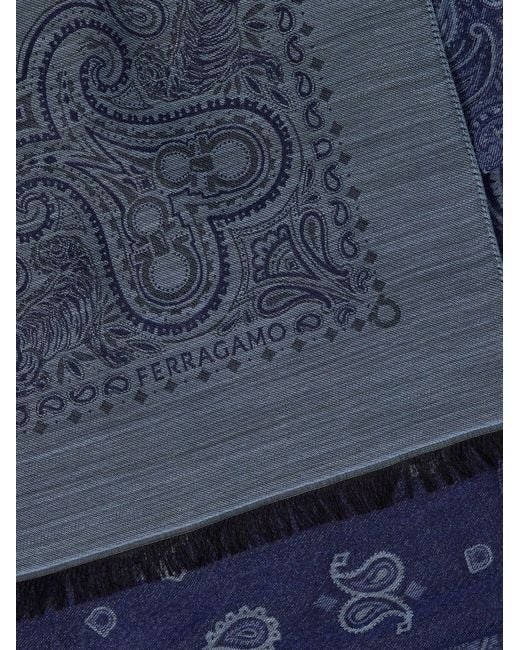 Ferragamo Blue Arabesque Print Stole for men
