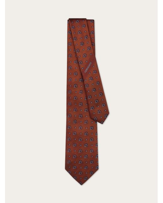 Ferragamo Herren Jacquard-Krawatte mit Gancini-Muster in Brown für Herren