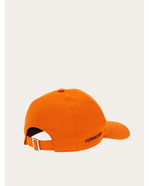 Ferragamo Orange Baseball Cap With Logo for men