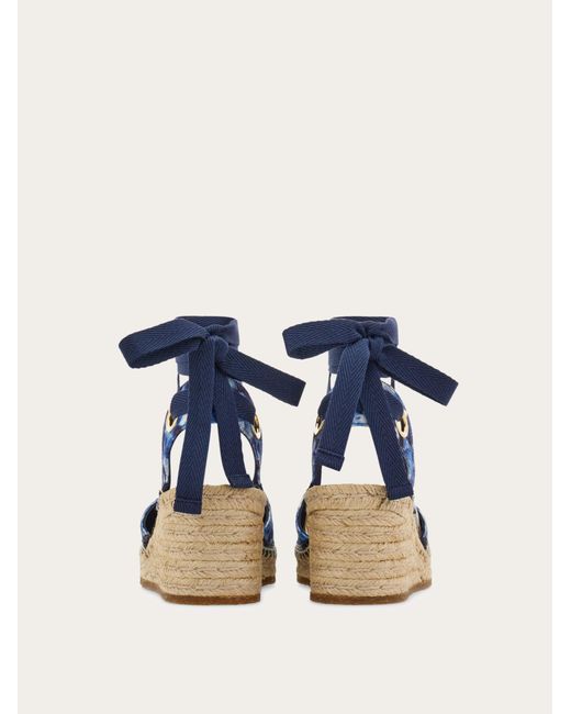 Ferragamo Blue Carnation Print Espadrilles .5