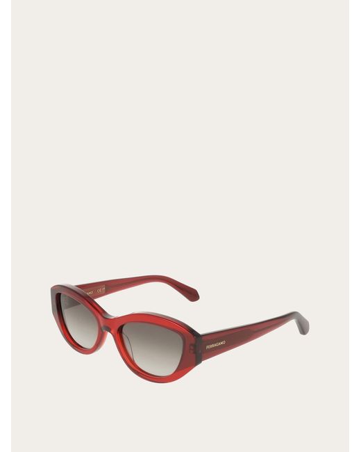 Ferragamo Red Oval Frame Sunglasses