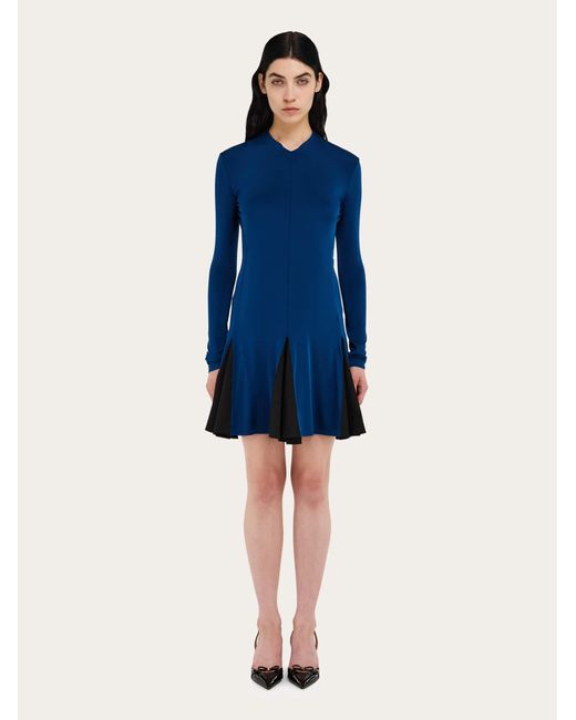 Ferragamo Blue Colors Block Skater Dress