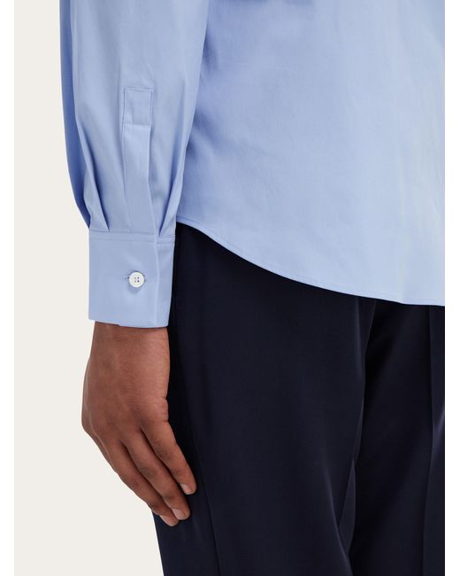 Ferragamo Blue Shirt With Micro Print for men
