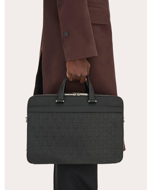 Ferragamo Black Gancini Business Bag for men
