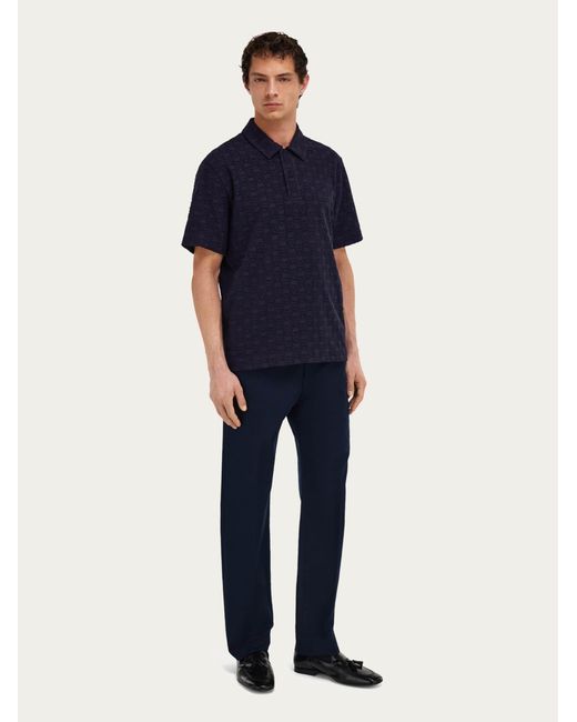 Ferragamo Blue Monogram Polo Shirt for men