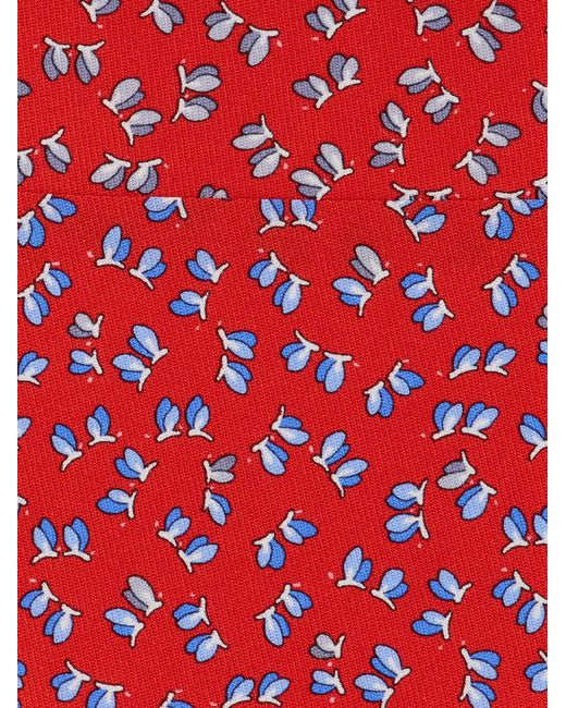 Ferragamo Red Dragonfly Print Silk Tie for men