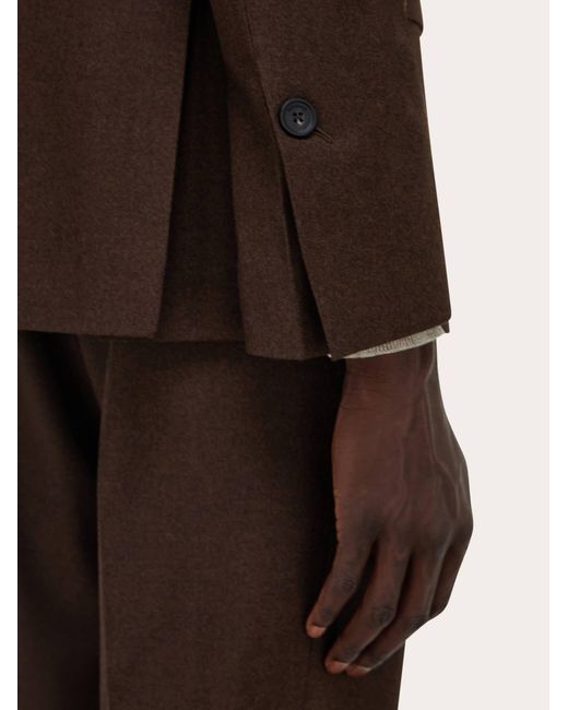 Ferragamo Brown Single Breasted Flannel Blazer for men