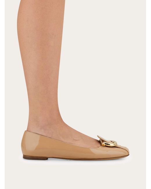Ferragamo Natural Gancini Ballet Flat .5