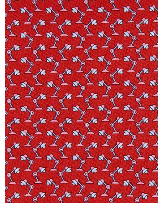 Ferragamo Red Lamp Print Silk Tie for men