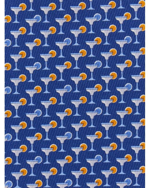 Ferragamo Blue Margarita Print Silk Tie for men