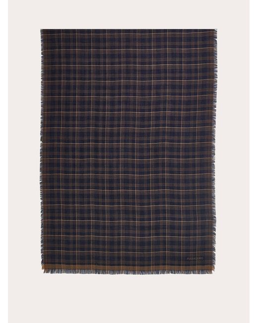 Ferragamo Blue Cashmere And Silk Scarf for men