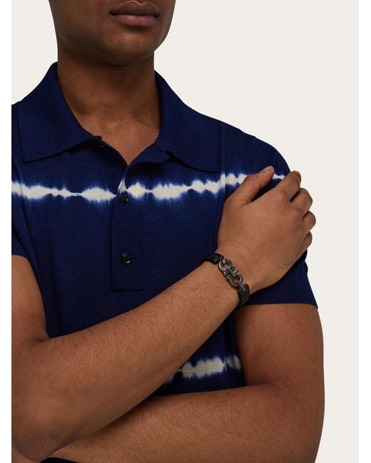 Uomo Bracciale Con Doppio Gancini di Ferragamo in Black da Uomo