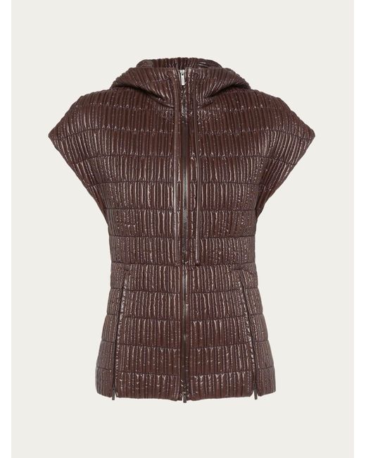 Ferragamo Brown Sleeveless Quilted Jacket