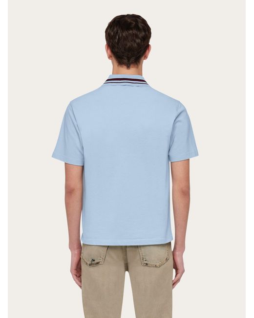 Ferragamo Herren Polohemd Aus Bio-Baumwolle in Blue für Herren