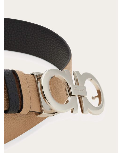 Ferragamo Natural Reversible And Adjustable Gancini Belt